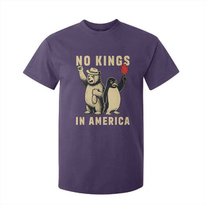 Funny Bear And Penguin Protest T Shirt For Kid No Kings In America TS12 Purple Print Your Wear