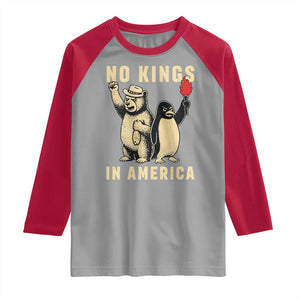 Funny Bear And Penguin Protest Raglan Shirt No Kings In America TS12 Sport Gray Red Print Your Wear