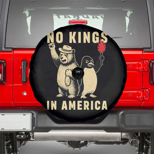 Funny Bear And Penguin Protest Spare Tire Cover No Kings In America TS12 Black Print Your Wear