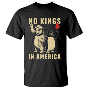 Funny Bear And Penguin Protest T Shirt No Kings In America TS12 Black Print Your Wear