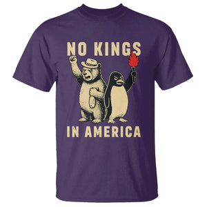 Funny Bear And Penguin Protest T Shirt No Kings In America TS12 Purple Print Your Wear