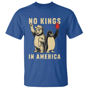 Funny Bear And Penguin Protest T Shirt No Kings In America TS12 Royal Blue Print Your Wear