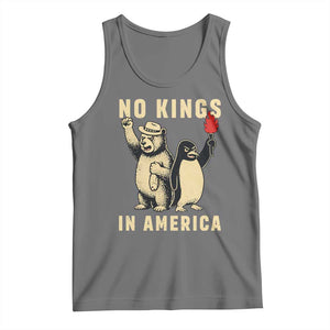Funny Bear And Penguin Protest Tank Top No Kings In America TS12 Black Heather Print Your Wear