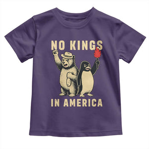 Funny Bear And Penguin Protest Toddler T Shirt No Kings In America TS12 Purple Print Your Wear