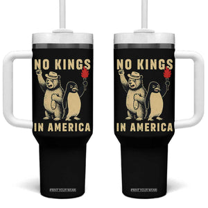 Funny Bear And Penguin Protest Tumbler With Handle No Kings In America TS12 One Size: 40 oz Black Print Your Wear