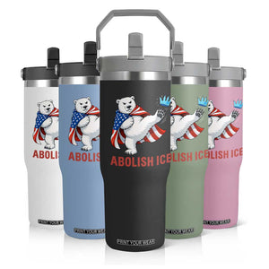 Abolish Ice Flip Straw Tumbler Funny Polar Bear Kicking Crown TS12 Print Your Wear