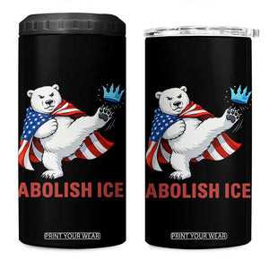 Abolish Ice 4 in 1 Can Cooler Tumbler Funny Polar Bear Kicking Crown TS12 One Size: 16 oz Black Print Your Wear