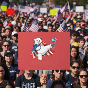 Abolish Ice Protest Sign Funny Polar Bear Kicking Crown TS12 Horizontal 18" × 24" Red Print Your Wear