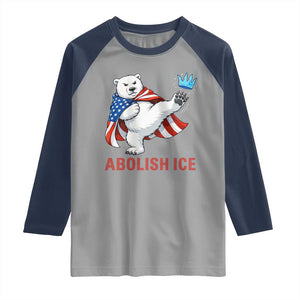 Abolish Ice Raglan Shirt Funny Polar Bear Kicking Crown TS12 Sport Gray Navy Print Your Wear