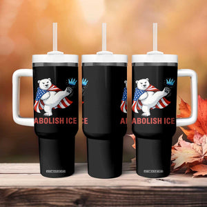 Abolish Ice Tumbler With Handle Funny Polar Bear Kicking Crown TS12 Print Your Wear