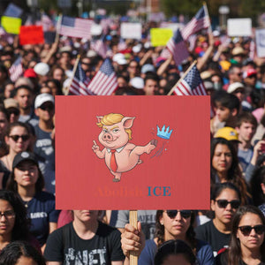 Protest Pig Kicking Icy Crown Protest Sign Political Humor Gift TS12 Horizontal 18" × 24" Red Print Your Wear