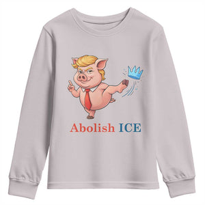 Protest Pig Kicking Icy Crown Youth Sweatshirt Political Humor Gift TS12 Ice Gray Print Your Wear