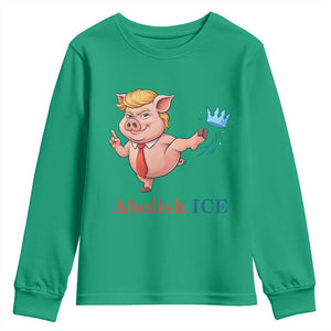 Protest Pig Kicking Icy Crown Youth Sweatshirt Political Humor Gift TS12 Irish Green Print Your Wear