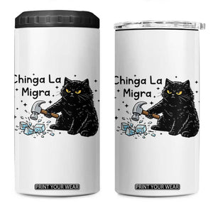 Chinga La Migra 4 in 1 Can Cooler Tumbler Funny Cat Immigration Support TS12 One Size: 16 oz White Print Your Wear