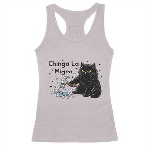 Chinga La Migra Racerback Tank Top Funny Cat Immigration Support TS12 Ice Gray Print Your Wear