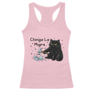 Chinga La Migra Racerback Tank Top Funny Cat Immigration Support TS12 Light Pink Print Your Wear