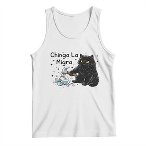 Chinga La Migra Tank Top Funny Cat Immigration Support TS12 White Print Your Wear