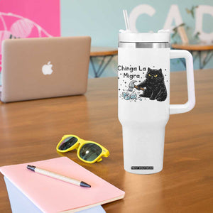 Chinga La Migra Tumbler With Handle Funny Cat Immigration Support TS12 Print Your Wear