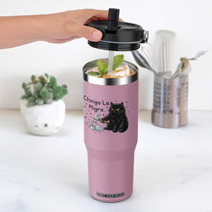 Chinga La Migra Flip Straw Tumbler Funny Cat Immigration Support TS12 One Size: 30 oz Light Pink Print Your Wear