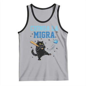 Chinga La Migra Tank Top Funny Protest Cat Minneapolis Support Gift TS12 Athletic Heather Black Print Your Wear