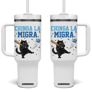 Chinga La Migra Tumbler With Handle Funny Protest Cat Minneapolis Support Gift TS12 One Size: 40 oz White Print Your Wear