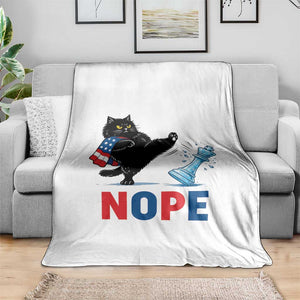 Funny Black Cat Kicks The Icy Chess Piece Nope Throw Blanket TS12 Print Your Wear