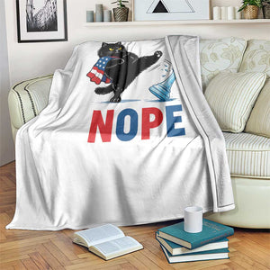Funny Black Cat Kicks The Icy Chess Piece Nope Throw Blanket TS12 Print Your Wear