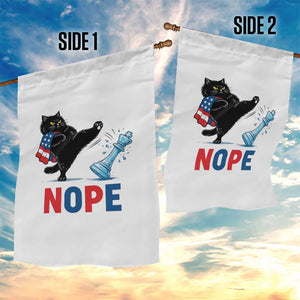 Funny Black Cat Kicks The Icy Chess Piece Nope Garden Flag TS12 Print Your Wear