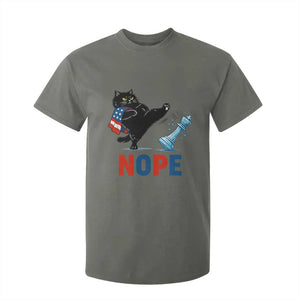 Funny Black Cat Kicks The Icy Chess Piece Nope T Shirt For Kid TS12 Military Green Print Your Wear