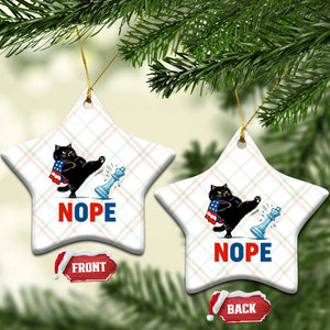 Funny Black Cat Kicks The Icy Chess Piece Nope Ceramic Ornament TS12 Print Your Wear