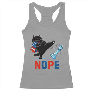 Funny Black Cat Kicks The Icy Chess Piece Nope Racerback Tank Top TS12 Sport Gray Print Your Wear