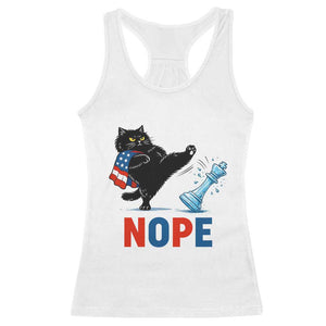 Funny Black Cat Kicks The Icy Chess Piece Nope Racerback Tank Top TS12 White Print Your Wear
