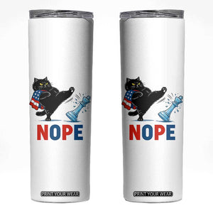 Funny Black Cat Kicks The Icy Chess Piece Nope Skinny Tumbler TS12 White Print Your Wear