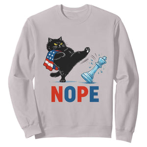 Funny Black Cat Kicks The Icy Chess Piece Nope Sweatshirt TS12 Ice Gray Print Your Wear
