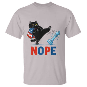 Funny Black Cat Kicks The Icy Chess Piece Nope T Shirt TS12 Ice Gray Print Your Wear