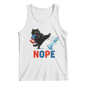 Funny Black Cat Kicks The Icy Chess Piece Nope Tank Top TS12 White Print Your Wear