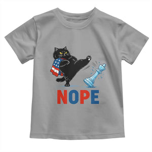 Funny Black Cat Kicks The Icy Chess Piece Nope Toddler T Shirt TS12 Sport Gray Print Your Wear