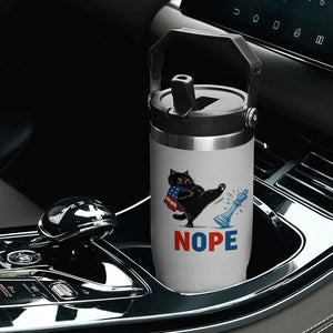 Funny Black Cat Kicks The Icy Chess Piece Nope Flip Straw Tumbler TS12 Print Your Wear