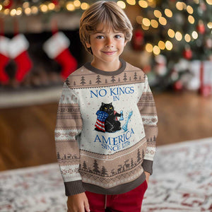 Funny Protest Chess Cat No Kings In America Ugly Christmas Sweater Political Humor Gift TS12 Mocha Mousse Print Your Wear