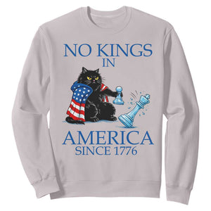Funny Protest Chess Cat No Kings In America Sweatshirt Political Humor Gift TS12 Ice Gray Print Your Wear