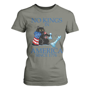 Funny Protest Chess Cat No Kings In America T Shirt For Women Political Humor Gift TS12 Military Green Print Your Wear