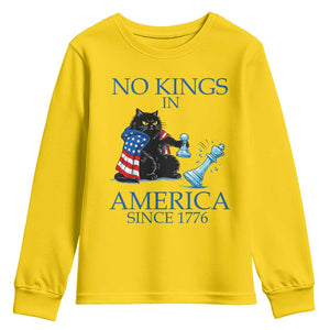Funny Protest Chess Cat No Kings In America Youth Sweatshirt Political Humor Gift TS12 Daisy Print Your Wear