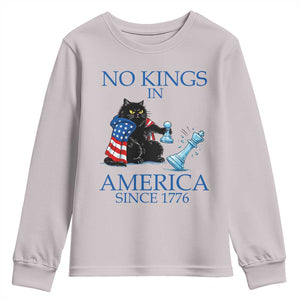 Funny Protest Chess Cat No Kings In America Youth Sweatshirt Political Humor Gift TS12 Ice Gray Print Your Wear