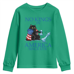 Funny Protest Chess Cat No Kings In America Youth Sweatshirt Political Humor Gift TS12 Irish Green Print Your Wear