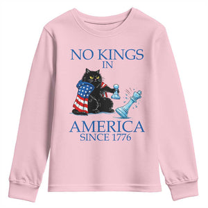 Funny Protest Chess Cat No Kings In America Youth Sweatshirt Political Humor Gift TS12 Light Pink Print Your Wear