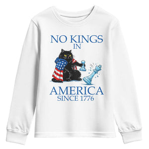 Funny Protest Chess Cat No Kings In America Youth Sweatshirt Political Humor Gift TS12 White Print Your Wear