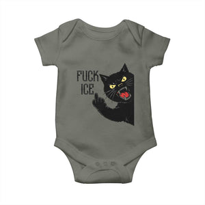 Funny Fck Ice Black Cat Baby Onesie Resist Minneapolis Political TS12 Military Green Print Your Wear