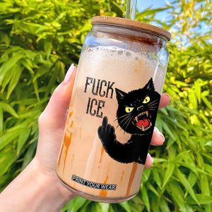 Funny Fck Ice Black Cat Glass Can Resist Minneapolis Political TS12 White Print Your Wear