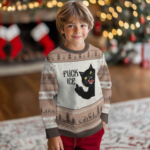 Funny Fck Ice Black Cat Ugly Christmas Sweater Resist Minneapolis Political TS12 Mocha Mousse Print Your Wear