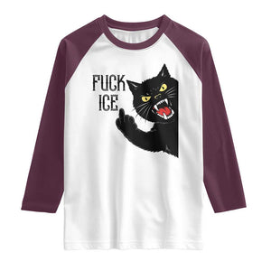 Funny Fck Ice Black Cat Raglan Shirt Resist Minneapolis Political TS12 White Maroon Print Your Wear